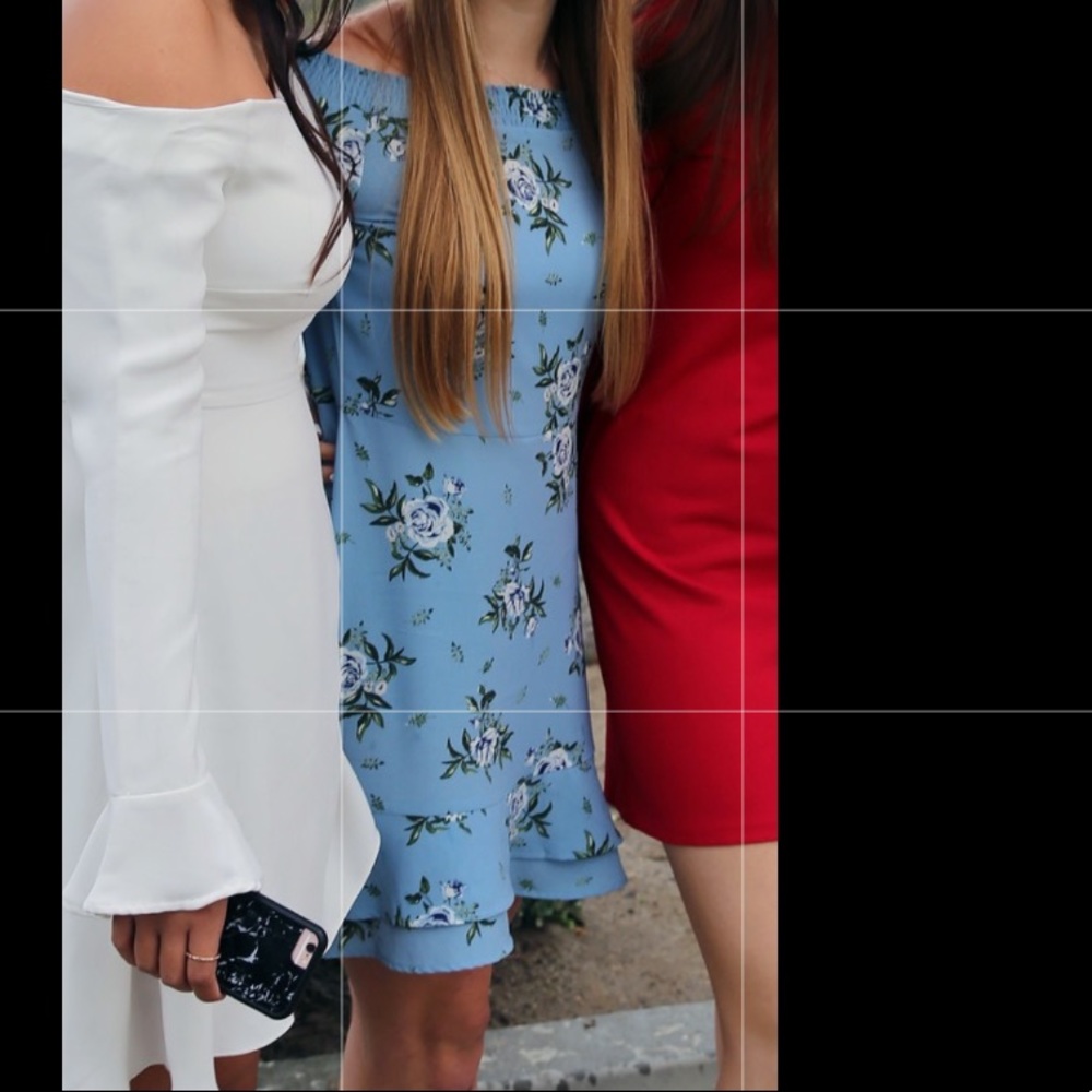 Blue floral long sleeve dress